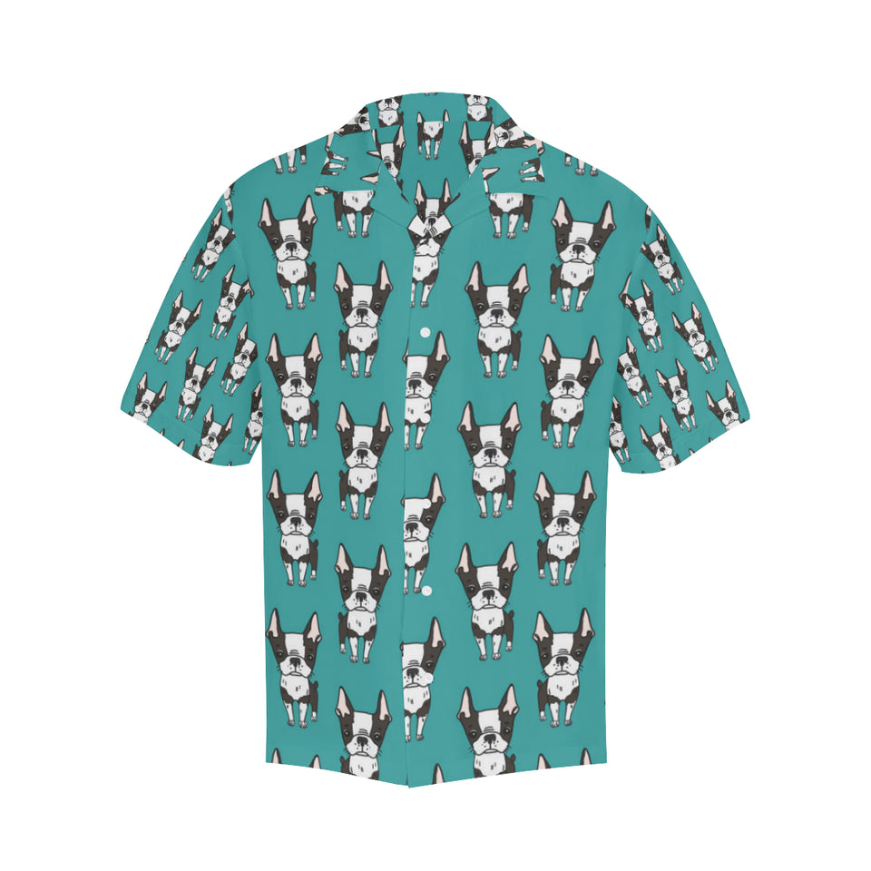 Hand drawn boston terrier dog pattern Men's All Over Print Hawaiian Shirt