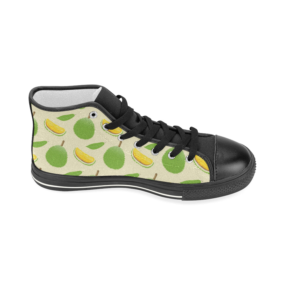 Durian pattern Women's High Top Canvas Shoes Black