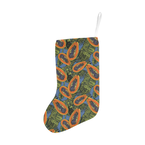 Colorful papaya tropical leaves Christmas Stocking