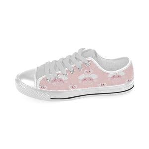 White swan and flower love pattern Men's Low Top Shoes White