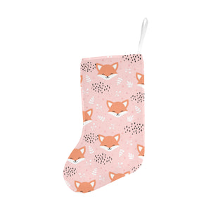 Cute fox pattern pink background Christmas Stocking