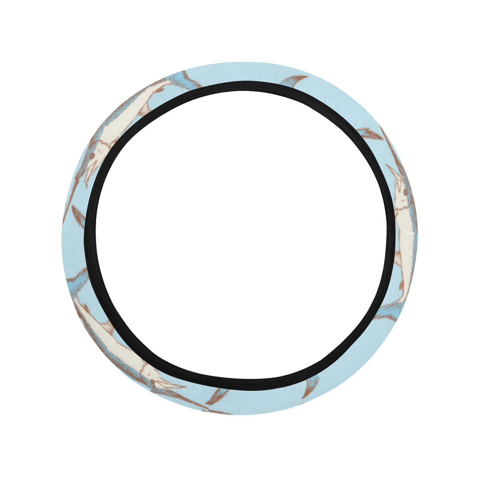 Swordfish Pattern Print Design 01 Car Steering Wheel Cover