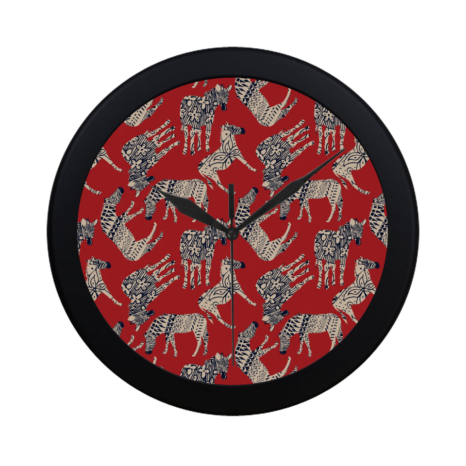 Zebra abstract red background Elegant Black Wall Clock