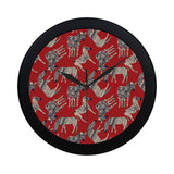 Zebra abstract red background Elegant Black Wall Clock