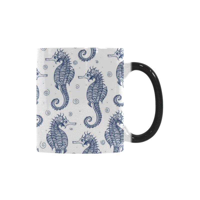 Seahorse pattern background Morphing Mug Heat Changing Mug
