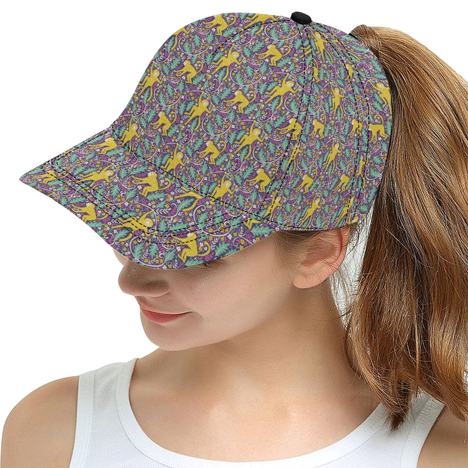 Cute yellow monkey leaves pattern All Over Print Snapback Cap