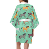 Colorful horses pattern Women's Short Kimono Robe