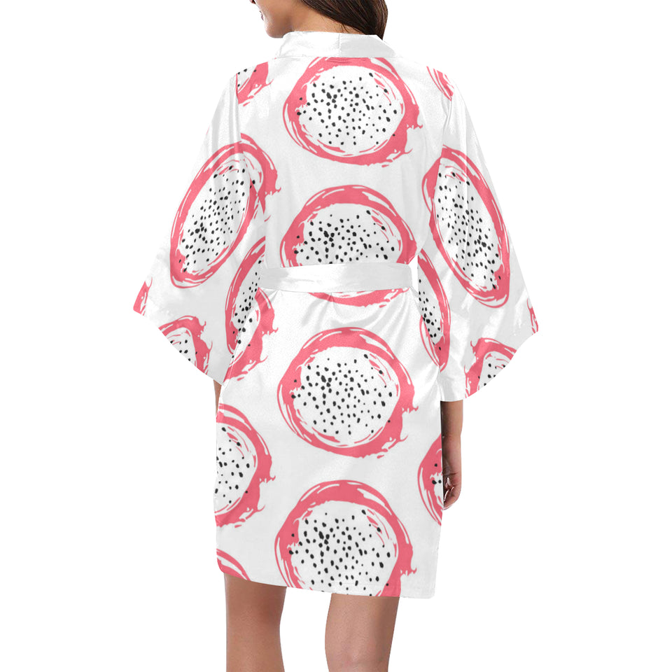 Hand drawn dragon fruit Women's Short Kimono Robe