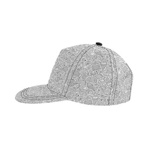 Cartoon hand drawn ice cream black white All Over Print Snapback Cap