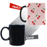 cherry pattern pink background Morphing Mug Heat Changing Mug