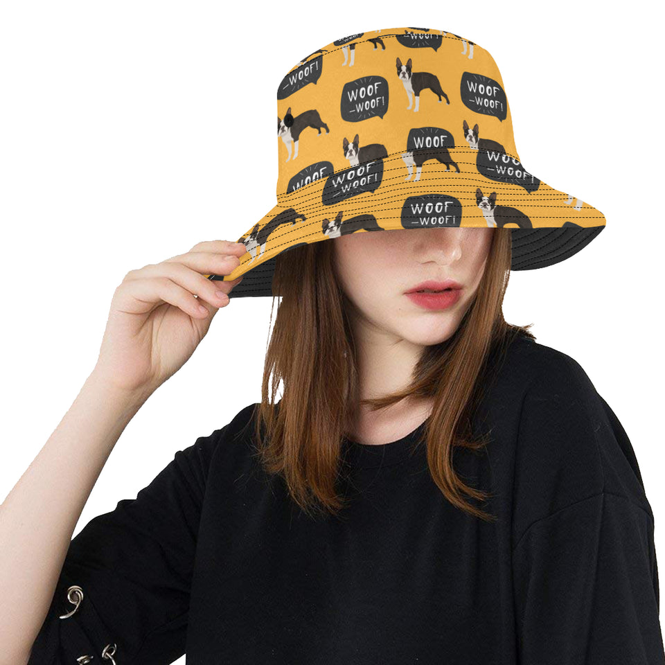 Boston terrier design pattern Unisex Bucket Hat