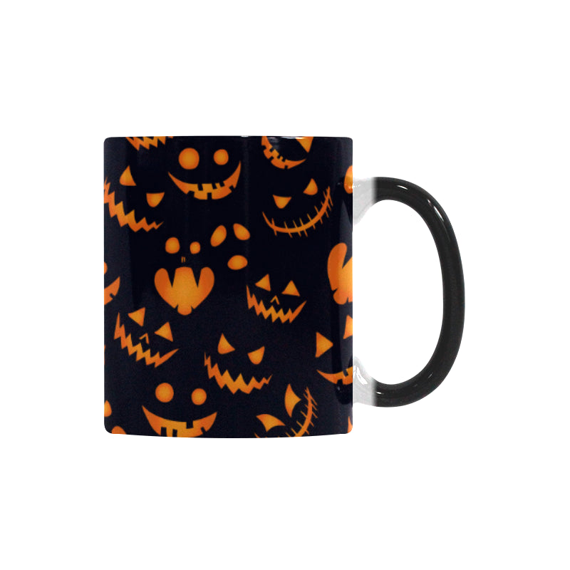 Halloween pattern Pumpkin background Morphing Mug Heat Changing Mug