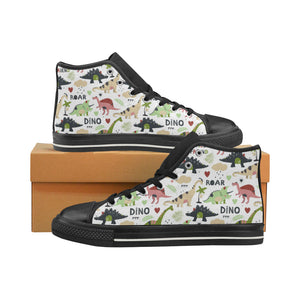 Cute dinosaurs pattern Women's High Top Canvas Shoes Black