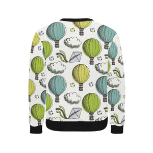 Hot Air Balloon Bird Cloud Pattern Men's Crew Neck Sweatshirt
