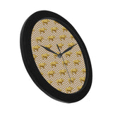 Rhino yellow theme pattern Elegant Black Wall Clock