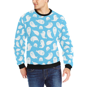 Cute white sea lion seals pattern Men's Crew Neck Sweatshirt