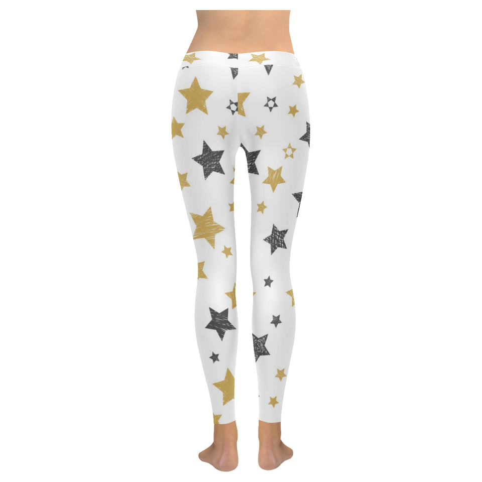 hand drawn gold black star pattern Women's Legging Fulfilled In US