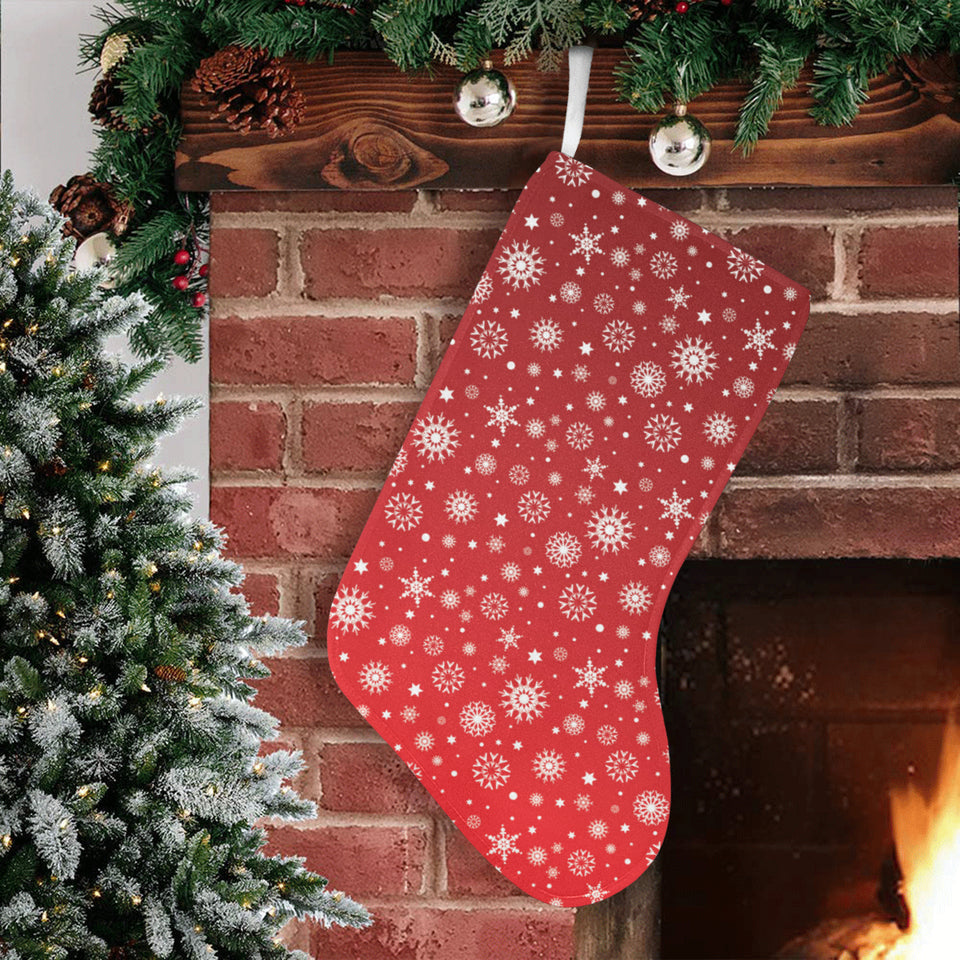 Snowflake pattern red background Christmas Stocking