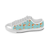 Fox pattern blue b ackground Men's Low Top Shoes White