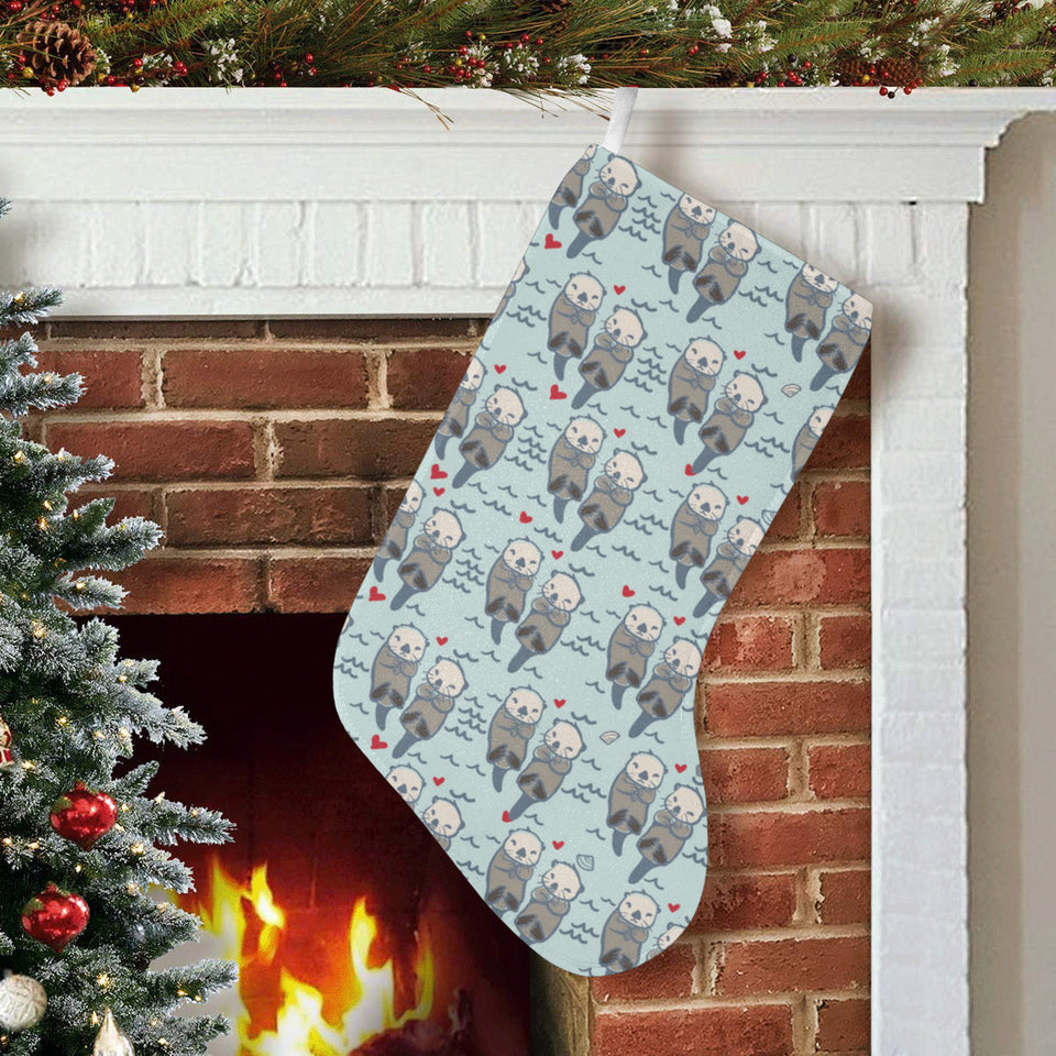 Lovely Sea Otter Pattern Christmas Stocking