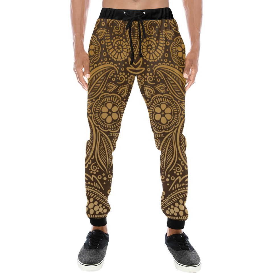 cacao beans tribal polynesian pattern background Unisex Casual Sweatpants