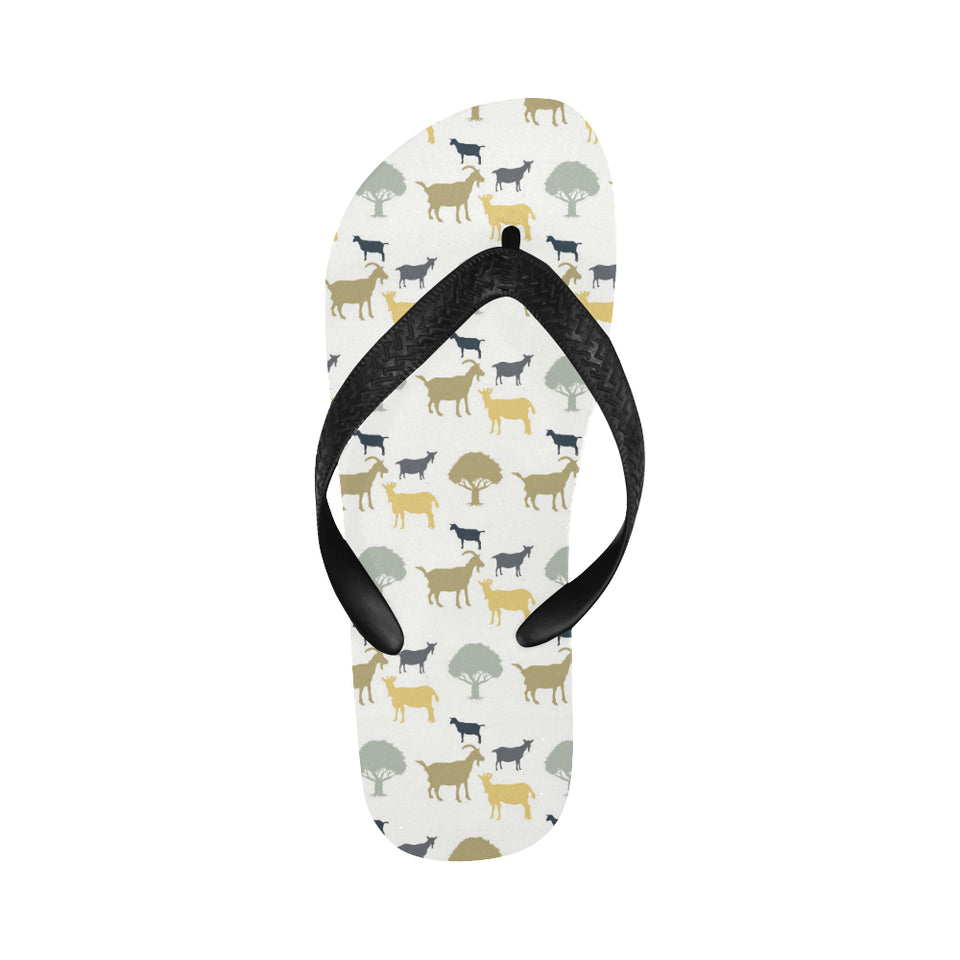 Silhouettes of goat and tree pattern Unisex Flip Flops