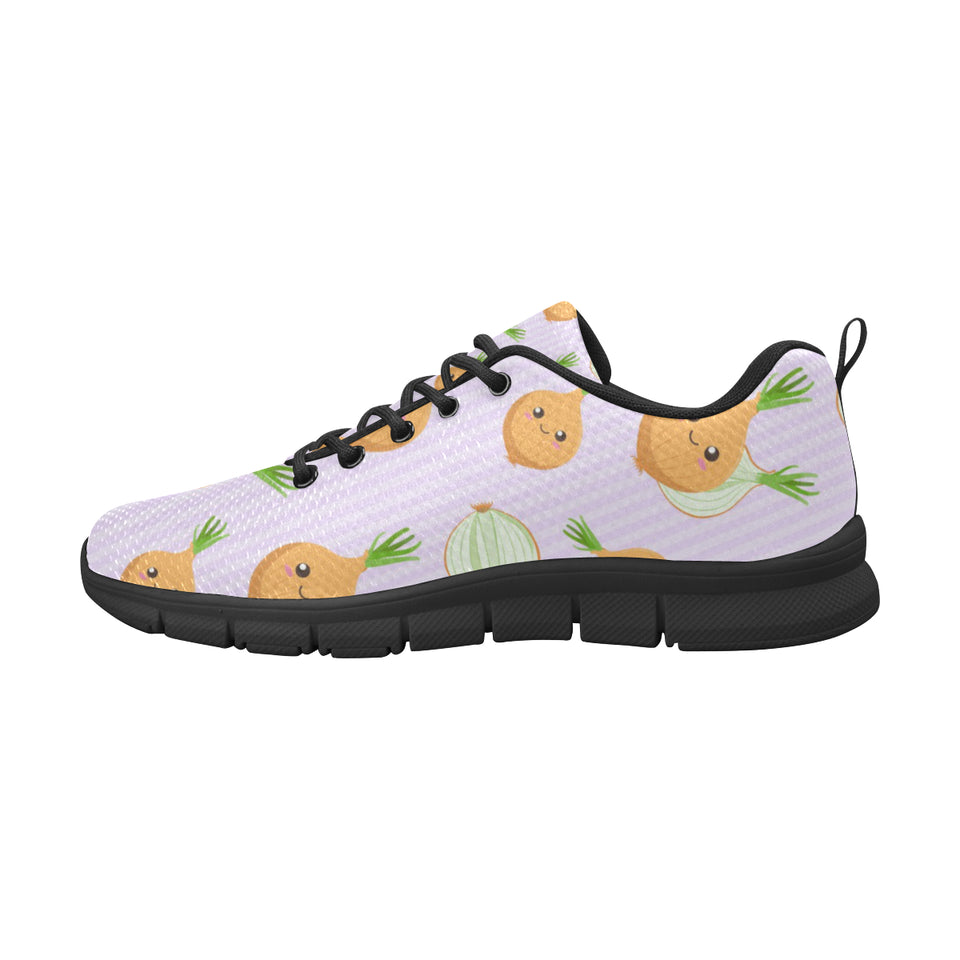 cute onions smiling faces purple background Men's Sneaker Shoes