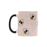 Cute bee flower pattern pink background Morphing Mug Heat Changing Mug
