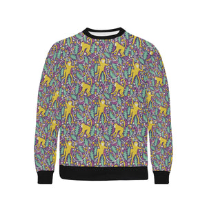 Cute yellow monkey leaves pattern Men's Crew Neck Sweatshirt