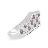 Cute pug hat rabbit costume pattern Men's High Top Canvas Shoes White