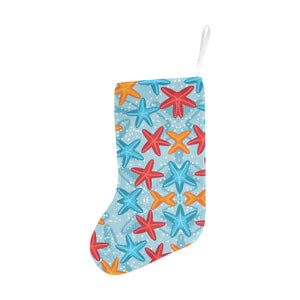 Blue red orange starfish pattern Christmas Stocking