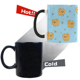 Brown cute pomeranian blue blackground Morphing Mug Heat Changing Mug