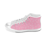 Sweet candy pink background Men's High Top Canvas Shoes White