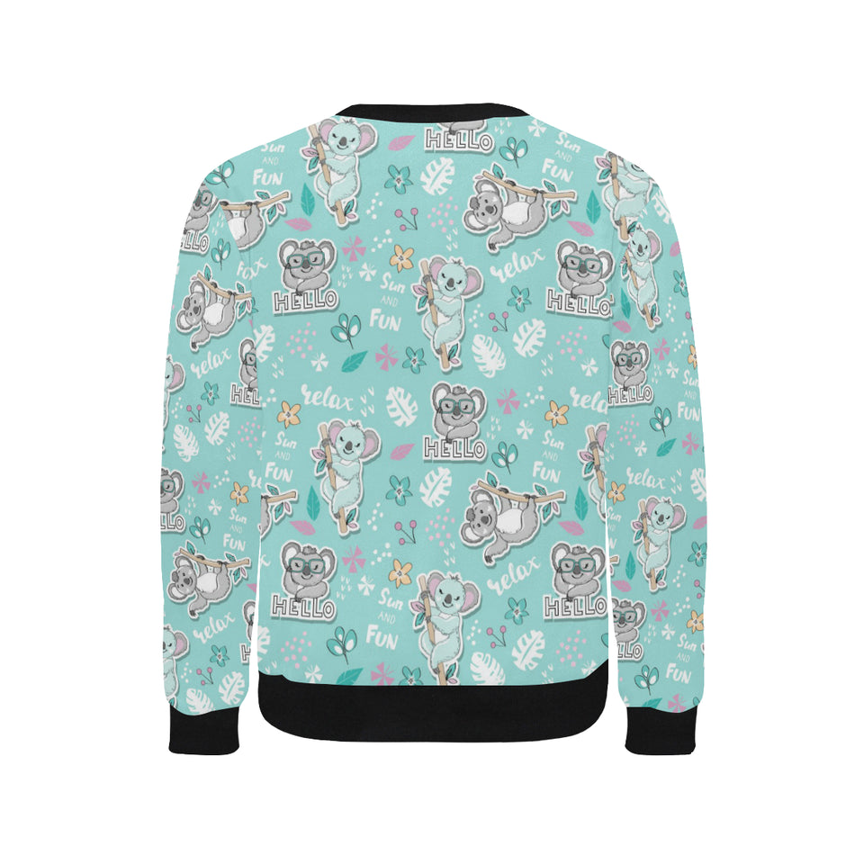 Cute koalas blue background pattern Men's Crew Neck Sweatshirt