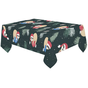 Cute sloths sleeping christmas ball santa hat patt Tablecloth