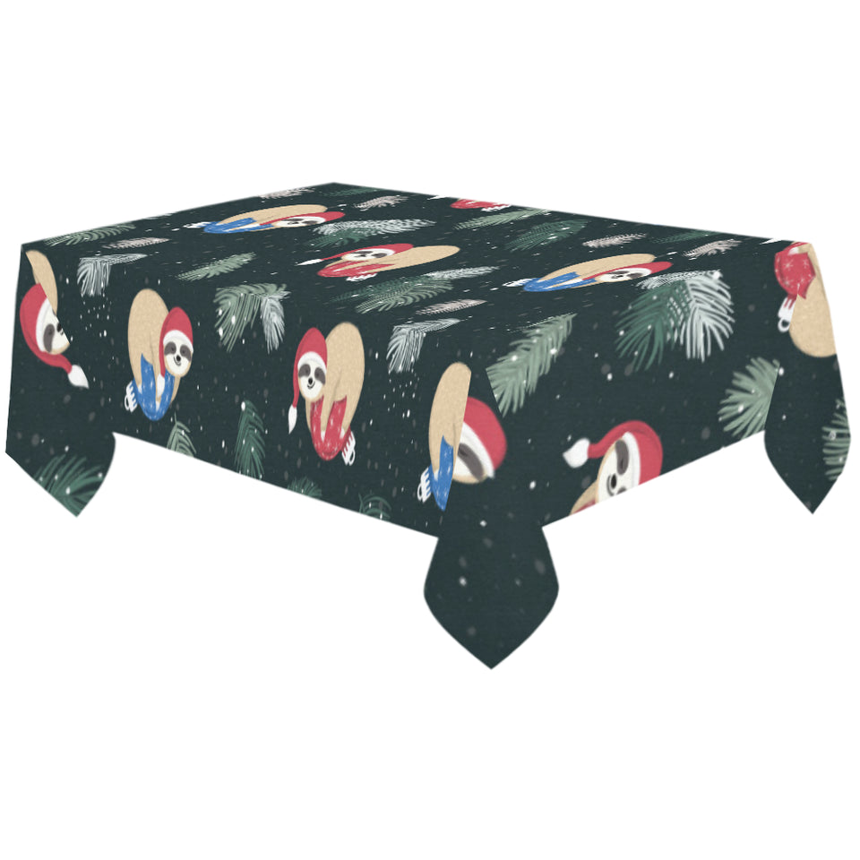 Cute sloths sleeping christmas ball santa hat patt Tablecloth
