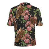 Horse head wild roses pattern Men's All Over Print Polo Shirt