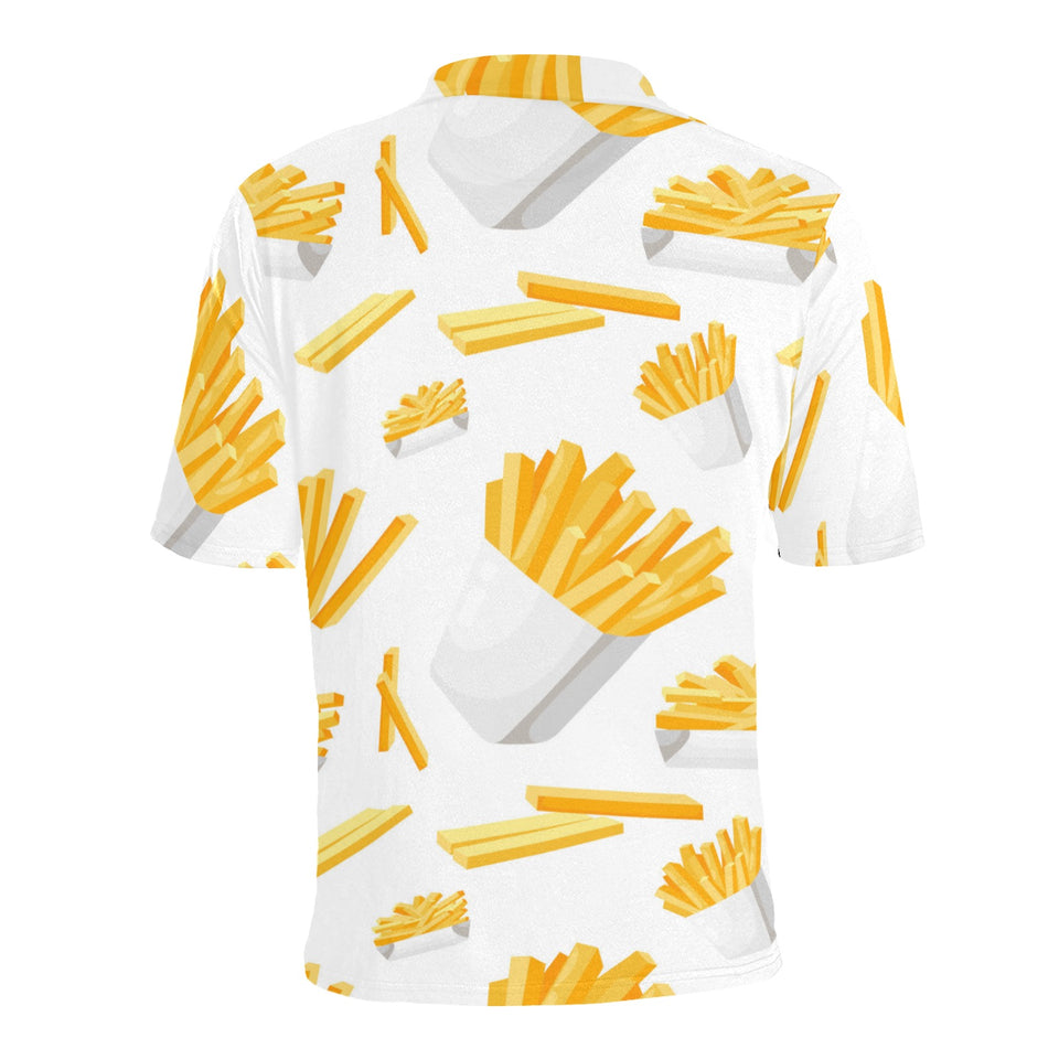 French fries white paper box pattern Men's All Over Print Polo Shirt