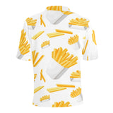 French fries white paper box pattern Men's All Over Print Polo Shirt