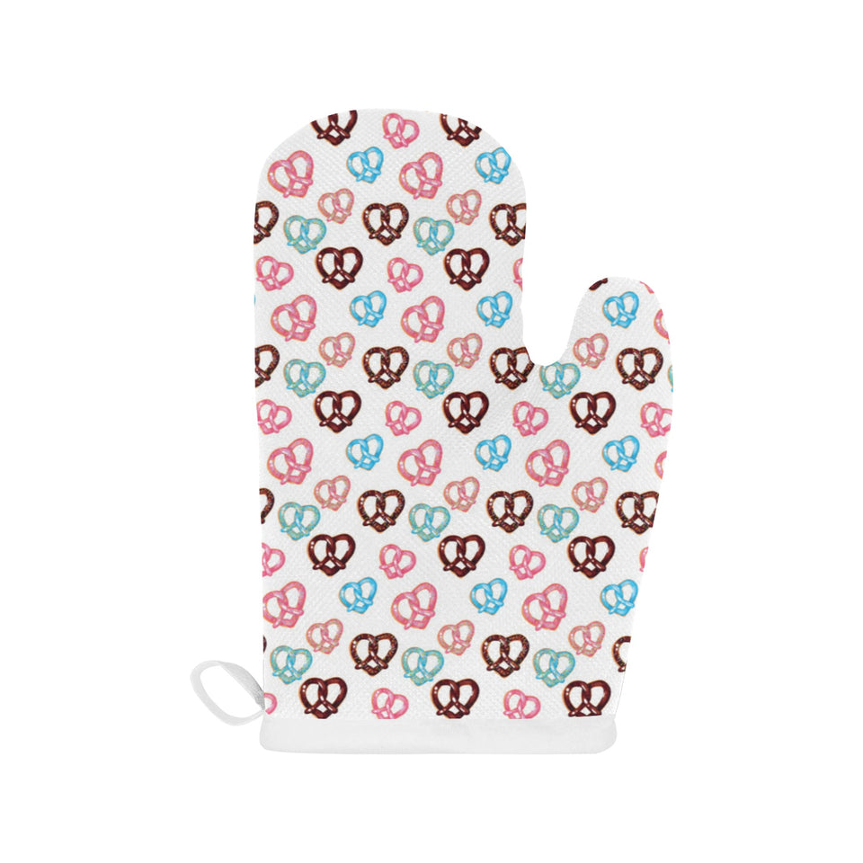 Pretzels Pattern Print Design 04 Heat Resistant Oven Mitts