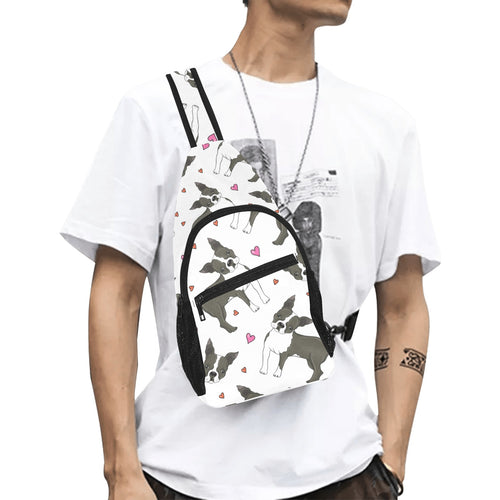 Boston terrier dog hearts vector pattern All Over Print Chest Bag