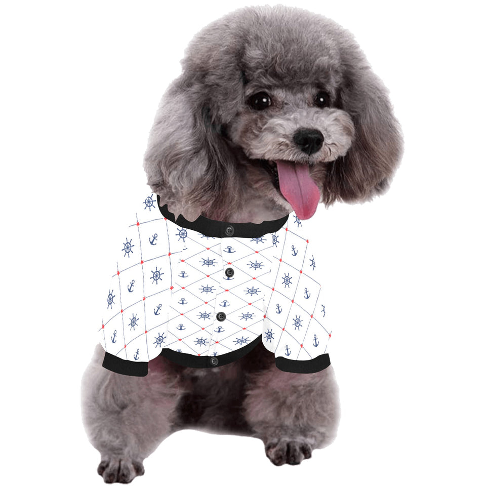 Anchor rudder nautical design pattern All Over Print Pet Dog Round Neck Fuzzy Shirt