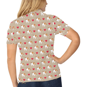 English Bulldog Pattern Print Design 05 Women's All Over Print Polo Shirt
