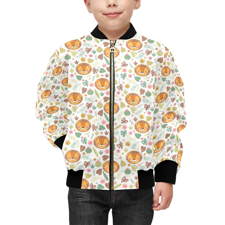 Lion Pattern Print Design 04 Kids' Boys' Girls' Bomber Jacket