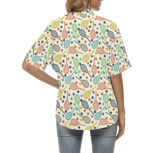 Tennis Pattern Print Design 03 Women's All Over Print Hawaiian Shirt