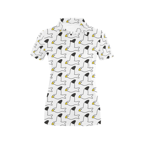 Seagull Pattern Print Design 05 Women's All Over Print Polo Shirt
