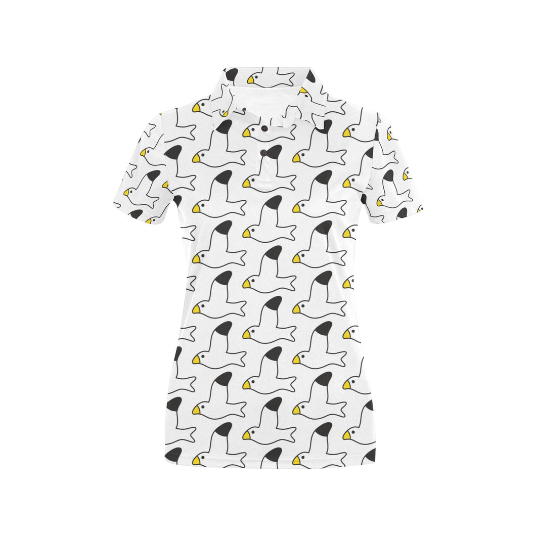 Seagull Pattern Print Design 05 Women's All Over Print Polo Shirt