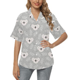 Cute koala leaves pattern Women's All Over Print Hawaiian Shirt