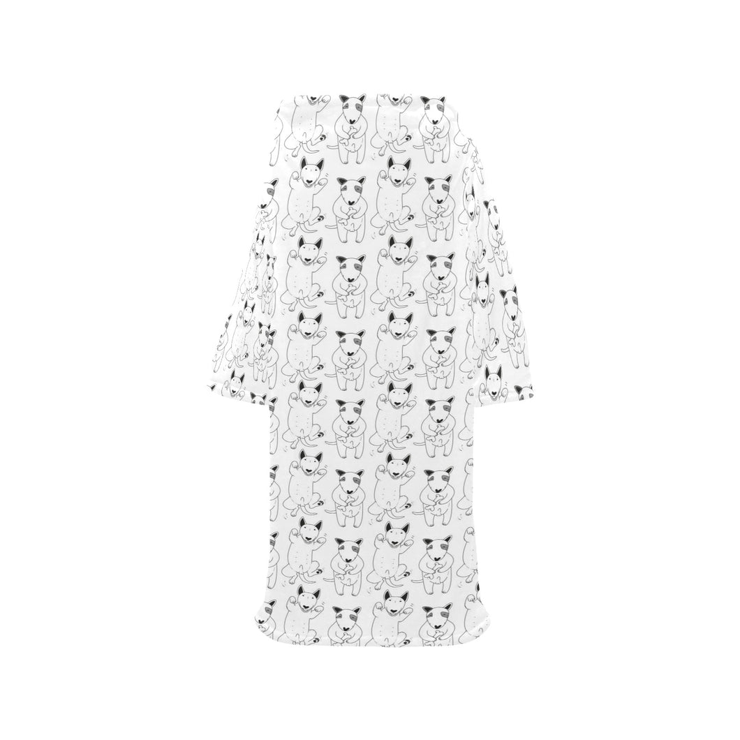 Bull Terrier Pattern Print Design 02 Blanket Robe with Sleeves