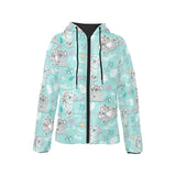 Cute koalas blue background pattern Women's Padded Hooded Jacket